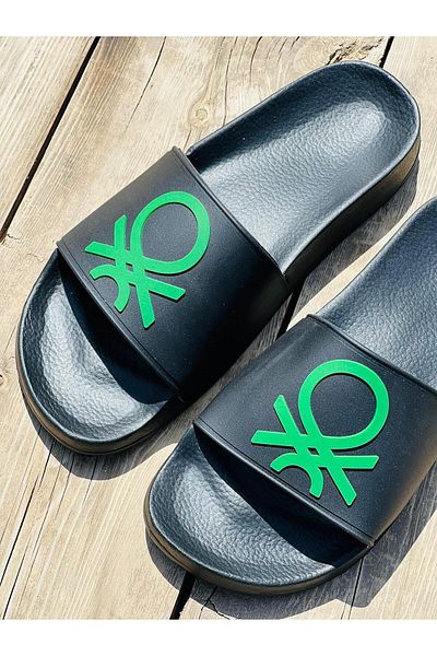 Benetton Bn-1256 Men's Black Slippers
