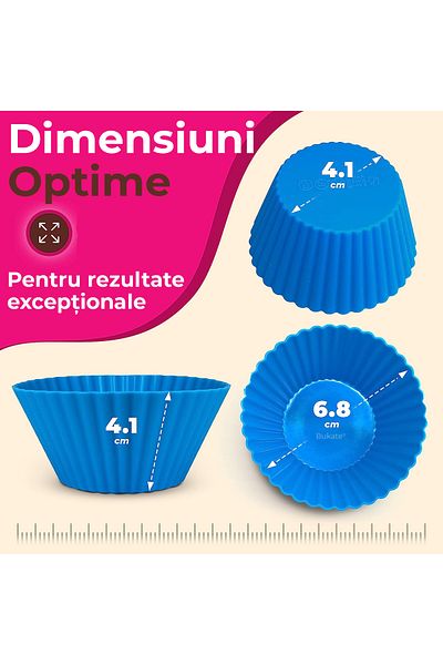 Bukate Set 24 de forme de copt pentru Briose, Bukate®, din Silicon, Multicolore, fara BPA, Reutilizabile