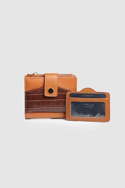La La'Graccio Paris La'Graccio Paris Women's Misha Crocodile Extra Card Holder Wallet Crocodile Tan