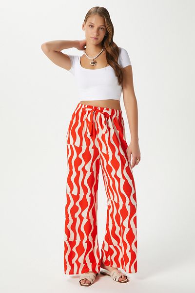 Ritnice Women's Jana Mercan 100% Viscose Summer Trousers with Elastic Waist