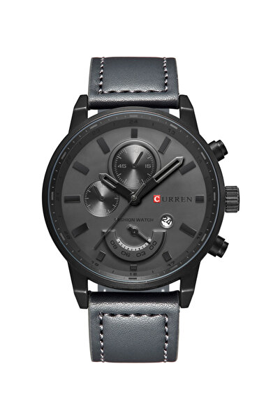 HALAMODO ساعة رجالية من الجلد الصناعي التناظري 8217