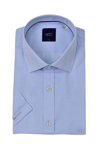 KAMER Men's Classic Dobby Short Sleeve Shirt 9408 Bgl-St04569