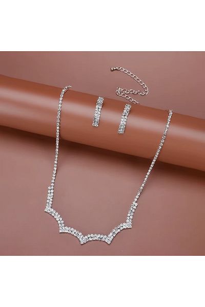 BEREN KILIÇ Hestia Crystal Stone Jewelry Set Necklace Earrings Gift Set Wedding Engagement Promise Wedding Jewelry Set