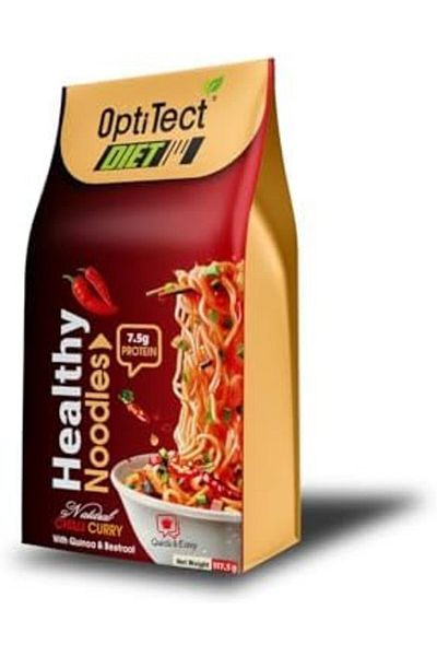 OptiTect Curry Noodles with Quinoa & Beetroot - 117.5g, Rich in Fiber & Protein
