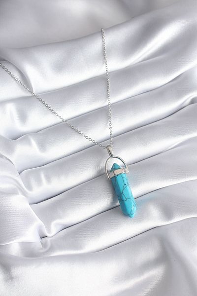 Skygo 316L Steel Silver Color Blue Stone Model Women's Necklace - TJ-BKO8243