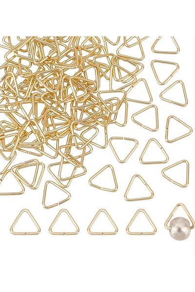 yiğit aksesuar 100Pcs Gold 10 mm Metal Triangle Buckle Connection Piece Key Chain & Jewelry Supplies