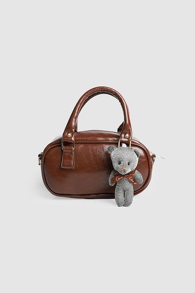 La La'Graccio Paris La'Graccio Paris Babels Handbag with Teddy Bear and Strap Brown