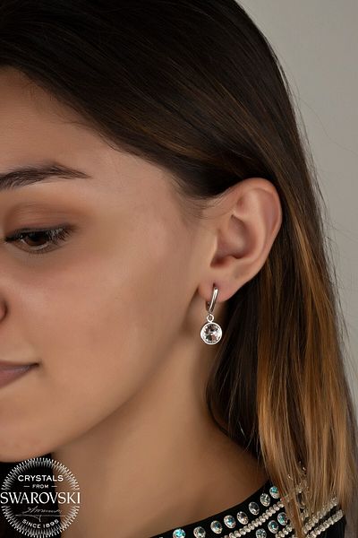 Swaroski White Dangle Earrings with Zirconia Crystal Stones