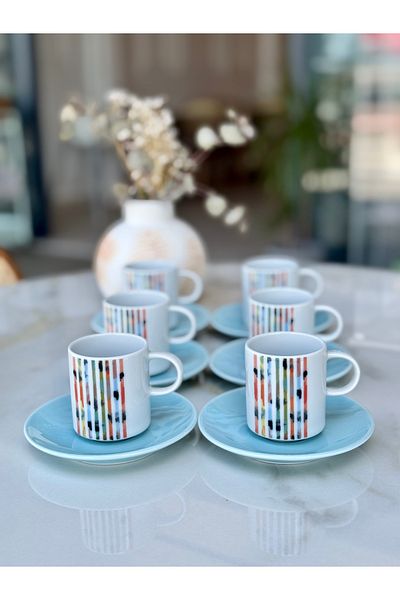 Porland Carnival Turquoise Coffee Set 12 Pieces 04por035158