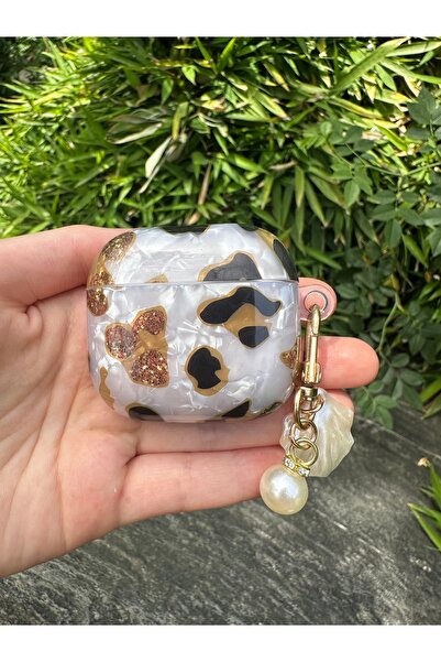 CASABLANCA AirPods 4. Leopard Headphone Case with Oyster and Pearl Charm Compatible with Generation