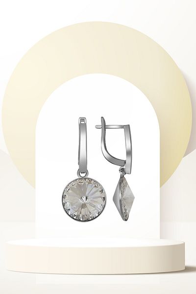 Swaroski White Dangle Earrings with Zirconia Crystal Stones