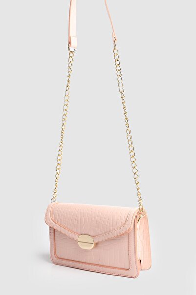 La La'Graccio Paris La'Graccio Paris Kadın Lave Kroko Askılı Çanta Pudra