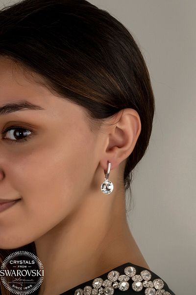 Swaroski White Dangle Earrings with Zirconia Crystal Stones