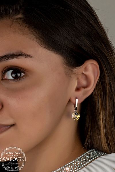 Swaroski Zirconia Crystal Stone Dangle Shiny Heart Earrings