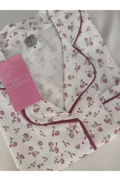 MH Moony Homewears Σετ πιτζάμες με κουμπιά με ειδική υφή Trendys Dried Rose