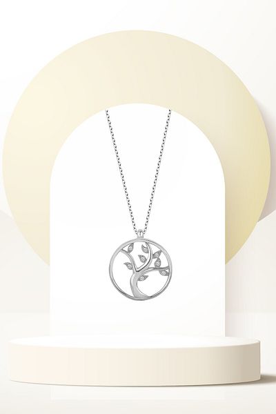 Swaroski Zirconia Stone Tree of Life Women's Necklace - Nature Inspired Elegance
