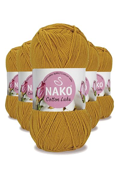 NAKO Cotton Luxury 5 Pieces Vest and Tunic Set - Cardigan String Wool Mustard 97555