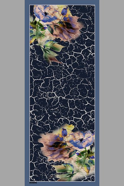 Golden Rose Floral Patterned Silky Shiny Soft Shawl