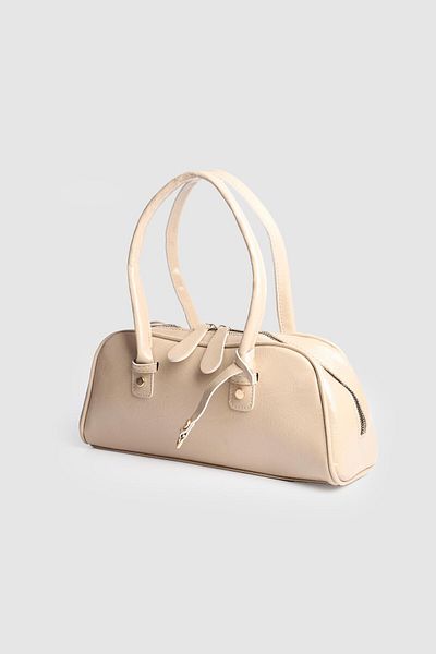 La La'Graccio Paris La'Graccio Paris Women's Leona Patent Leather Baguette Bag Wrinkled Mink Patent Leather