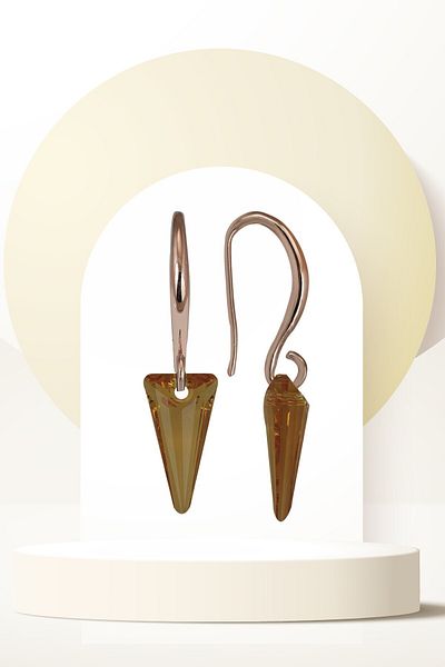 Swaroski Yellow Triangle Earrings with Zirconia Crystal Stones
