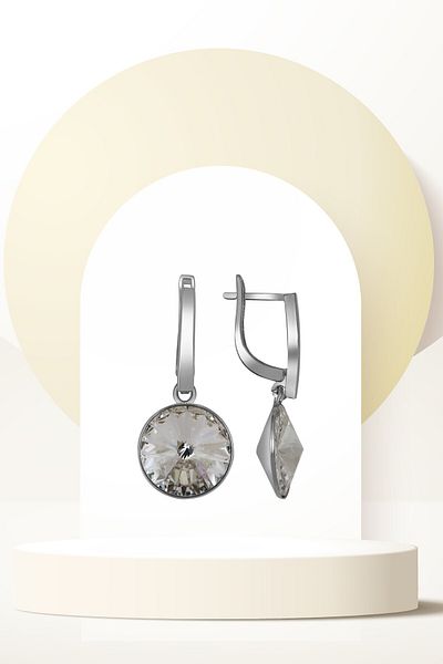 Swaroski White Dangle Earrings with Zirconia Crystal Stones