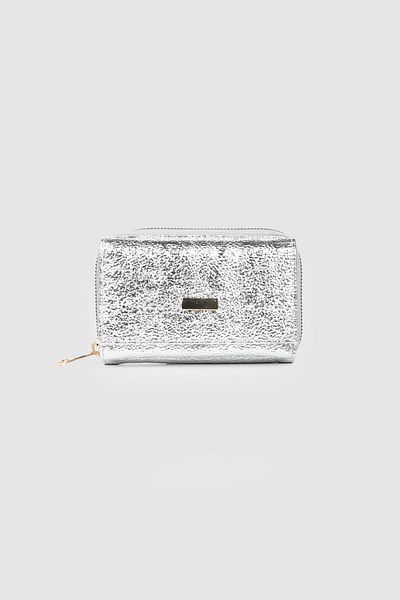 La La'Graccio Paris La'Graccio Paris Women's Sezac Shiny Medium Wallet Wrinkled Silver