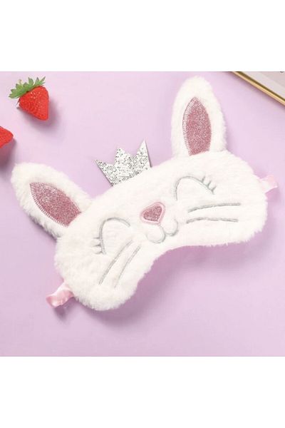PUFO Mască de dormit sau de călătorie, cu gel detașabil, Pufo Kitty, 20 cm, albă