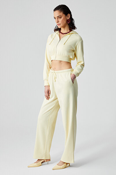 GRIMELANGE ARUBA Kadın %100 Pamuk Uzun Kol Crop Sarı Sweatshirt