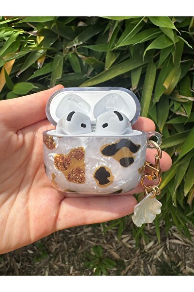 CASABLANCA AirPods 4. Leopard Headphone Case with Oyster and Pearl Charm Compatible with Generation