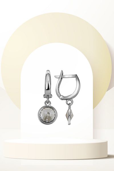 Swaroski White Dangle Earrings with Zirconia Crystal Stones