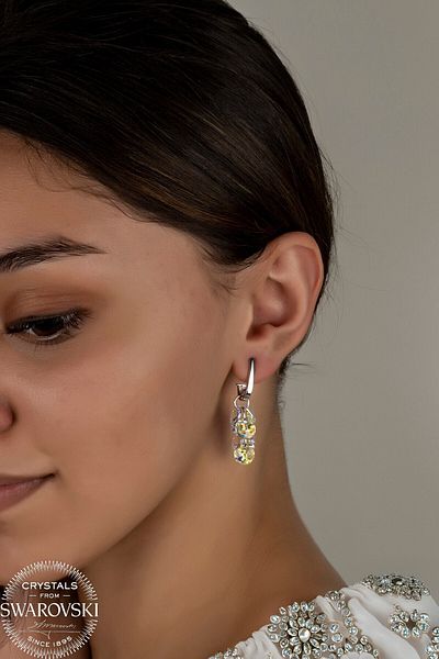 Swaroski Zirconia Crystal Stone Janjan Cluster Earrings