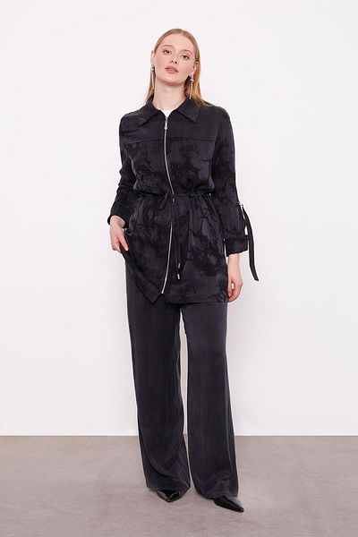 Levidor Black Belted Sleeve Detailed Cupra Double Suit