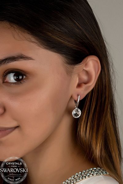 Swaroski White Dangle Earrings with Zirconia Crystal Stones