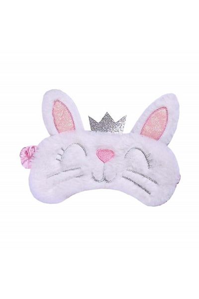 PUFO Mască de dormit sau de călătorie, cu gel detașabil, Pufo Kitty, 20 cm, albă