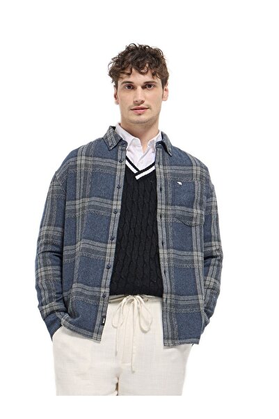 The Bear House قميص رجالي مريح من الفلانيل متعدد الألوان ومربعات الشكل، مناسب...