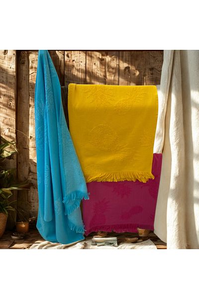 AYLA STAND Jacquard Pineapple Pattern - Bamboo and Cotton - Beach Towel 80X150 cm Sea Towel Bath Towel