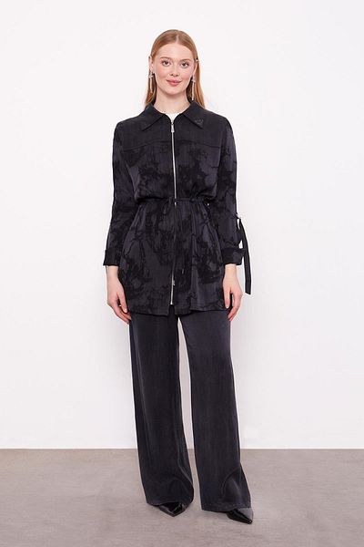 Levidor Black Belted Sleeve Detailed Cupra Double Suit
