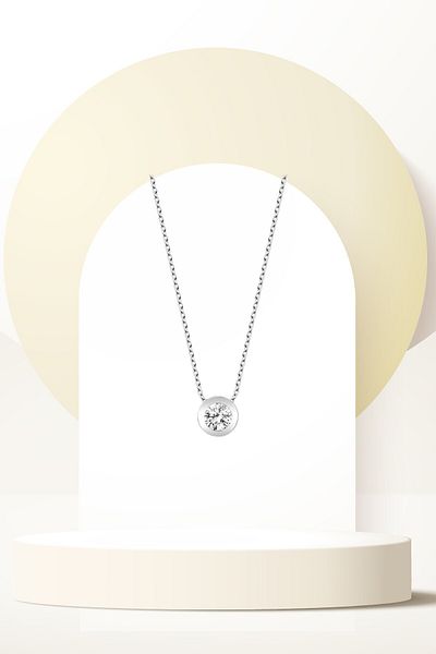 Swaroski Zirconia Hoop Solitaire Women's Necklace - Minimal and Stylish Touch