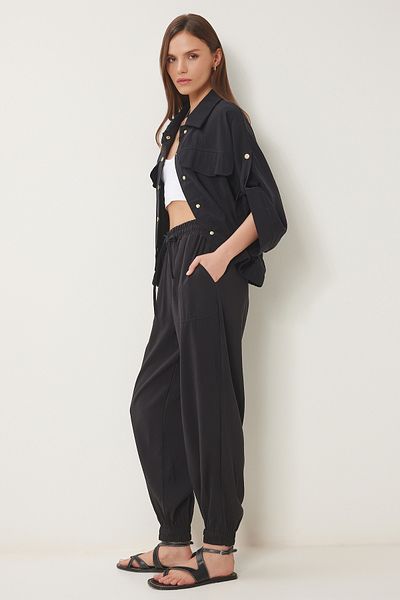 Lovelyİstanbul Safari Shirt Pants Suit Black Ldp0044