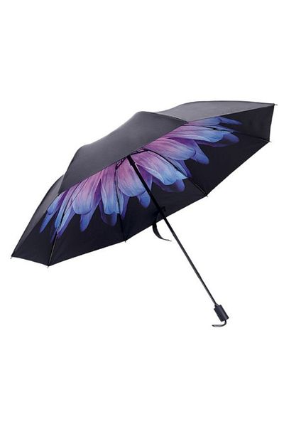 HALAMODO 8-Bone Folding Sun Umbrella Black