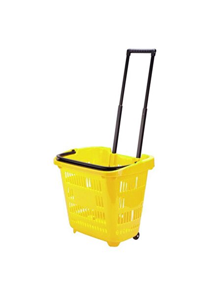 RafBurada 40 Lt Saplı Plastik Alışveriş Sepeti - Tekerlikli Market Sepeti Tur...