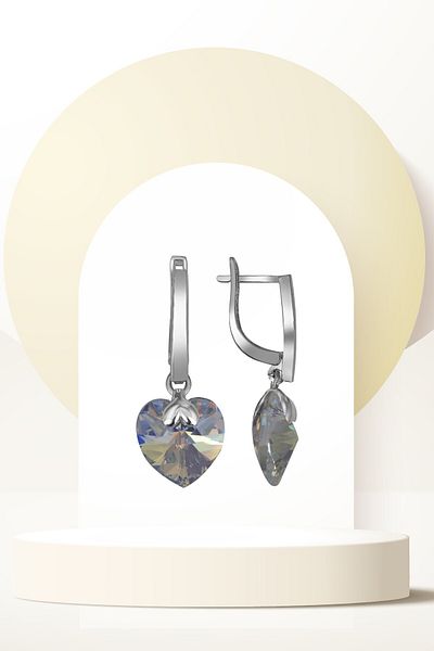 Swaroski Big Dangle Shiny Earrings with Zirconia Crystal Stones