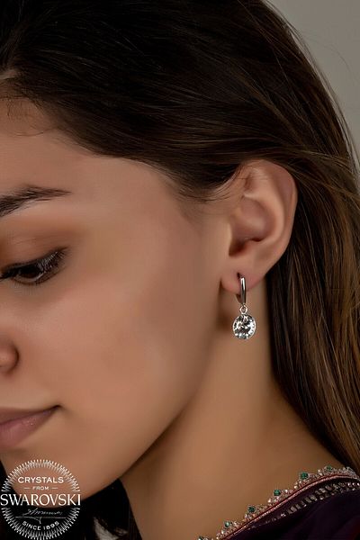 Swaroski White Dangle Earrings with Zirconia Crystal Stones