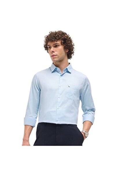 The Bear House Men's Light Blue Tailored Fit Solid Formal Shirt for Every Occ...