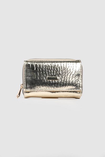 La La'Graccio Paris La'Graccio Paris Women's Sezac Shiny Medium Wallet Wrinkled Gold