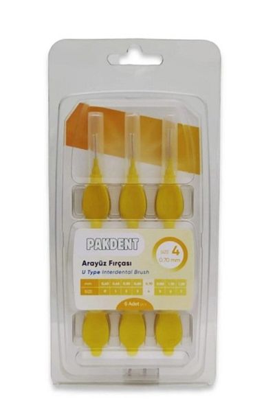 PAKDENT Interface Brush 0.70 mm 6 Pcs - Yellow