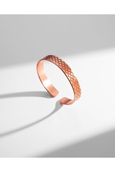 Sırlı Sepet Üçgen Geometri Motifli Bakır Bilezik (Zeolit Taşı)