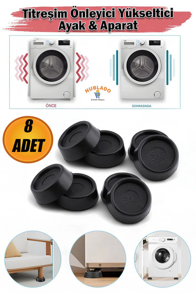 NUBLADO Anti-Vibration White Goods Washing Machine Feet 8 Pieces Anti-Slip Noise Reducing Blocker Feet.