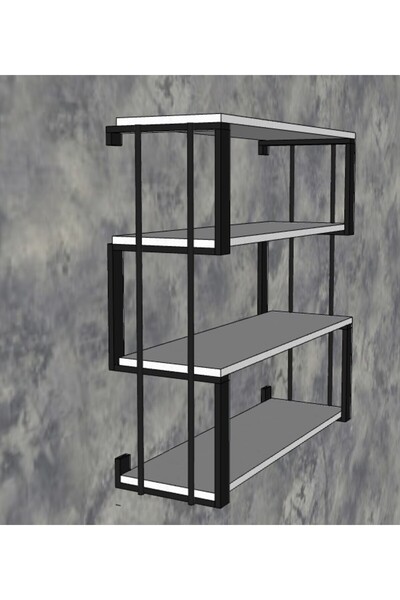 RafBurada 4 Raflı Dekoratif Ahşap Kitaplık - Ahşap Duvar Rafı, Dekoratif Raf Beyaz