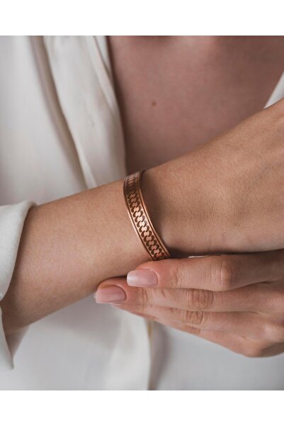 Sırlı Sepet Medusa İşlemeli Bakır Bilezik (Zeolit Taşı)